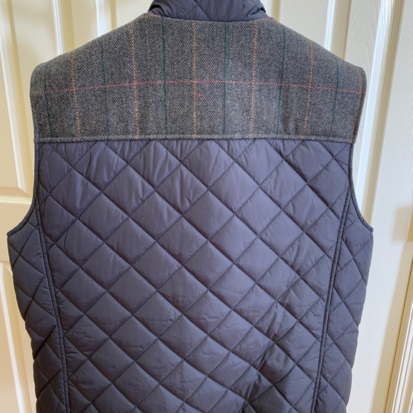 Vince Camuto Mens Quilted Vest Size Large Navy Quilted with Plaid-patterned yoke - Picture 2 of 8